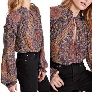 Free People Little Runaway Top Size Small Boho Festival Peasant Hippie Ruffle